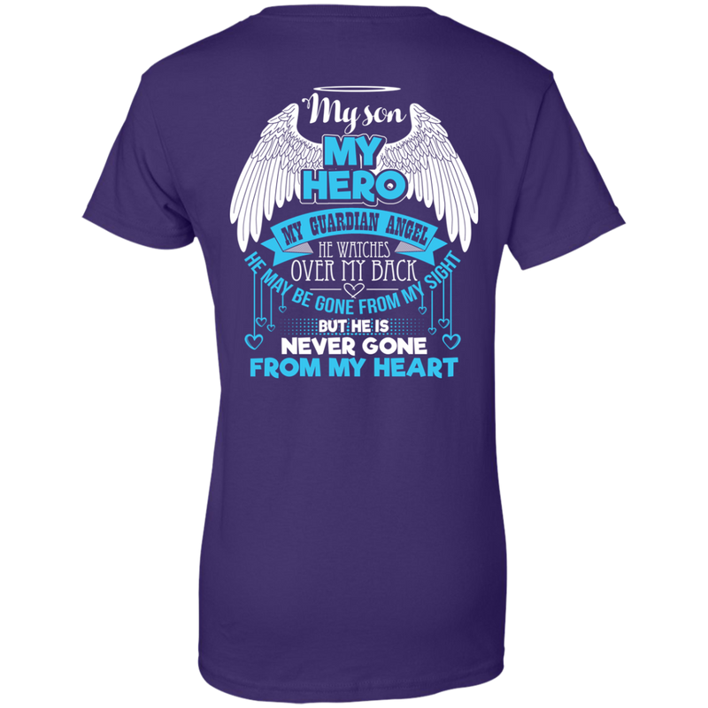 CustomCat Ladies Custom 100% Cotton T-Shirt / Purple / X-Small My Son - My Hero - My Guardian Angel Tshirt