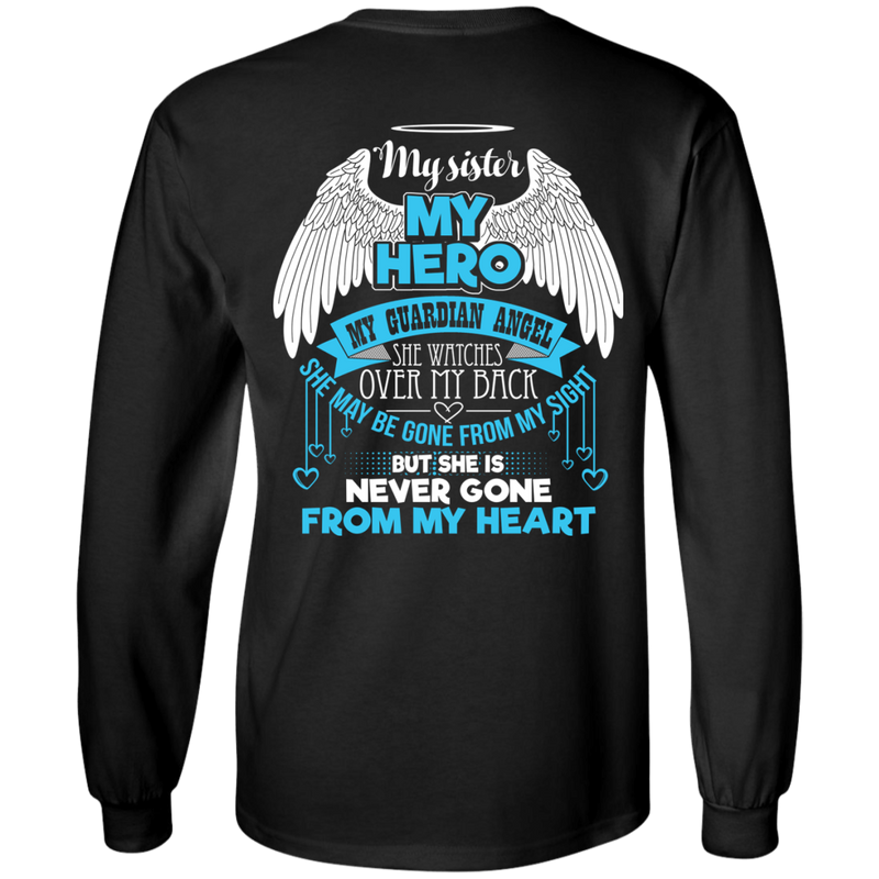 CustomCat LS Ultra Cotton Tshirt / Black / Small My Sister - My Hero - My Guardian Angel Tshirt