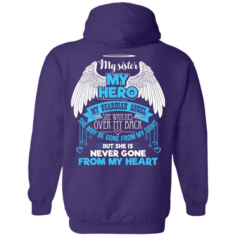 CustomCat Pullover Hoodie 8 oz / Purple / Small My Sister - My Hero - My Guardian Angel Tshirt