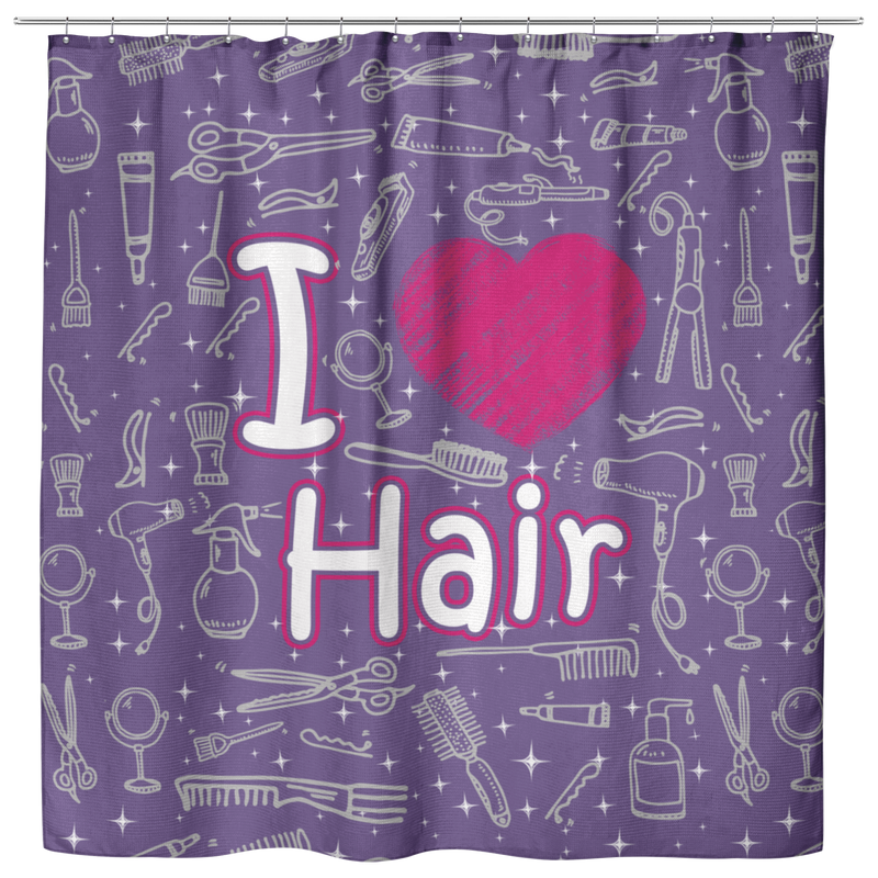 Cute I Love Hair Hairstylist Shower Curtains For Bathroom Decor