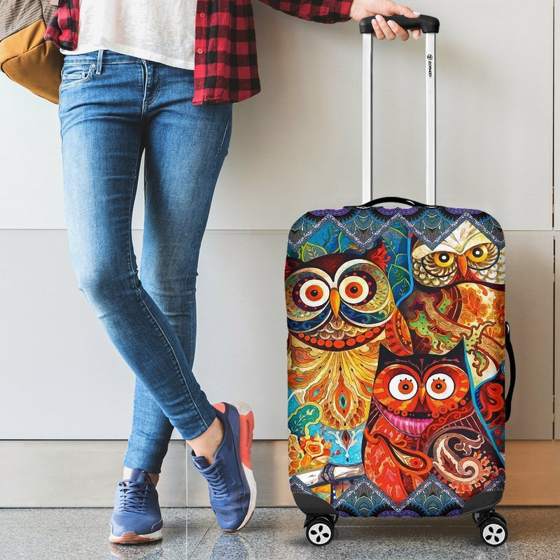 Cute Owl Luggage Cover interestprint