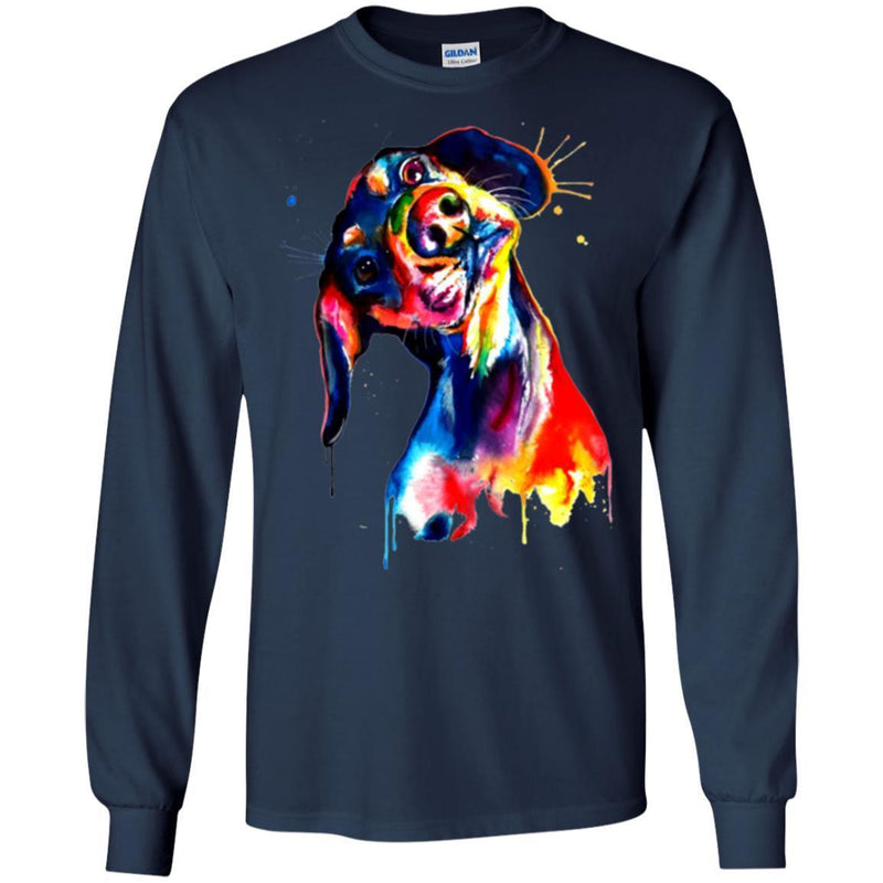 Dachshund Watercolor Funny Gift Lover Dog Tee Shirt CustomCat