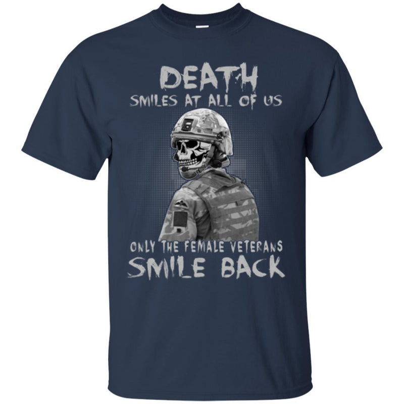 DEATH SMILES AT ALL OF US ONLY THE NAVY VETERAN SMILE BACK T SHIRT VETERANS' DAY TEES CustomCat
