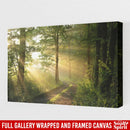Dirt Road Through Deciduous Forest At Dawn - Forest Canvas For Living Room Decor Family - CANLA75 - CustomCat