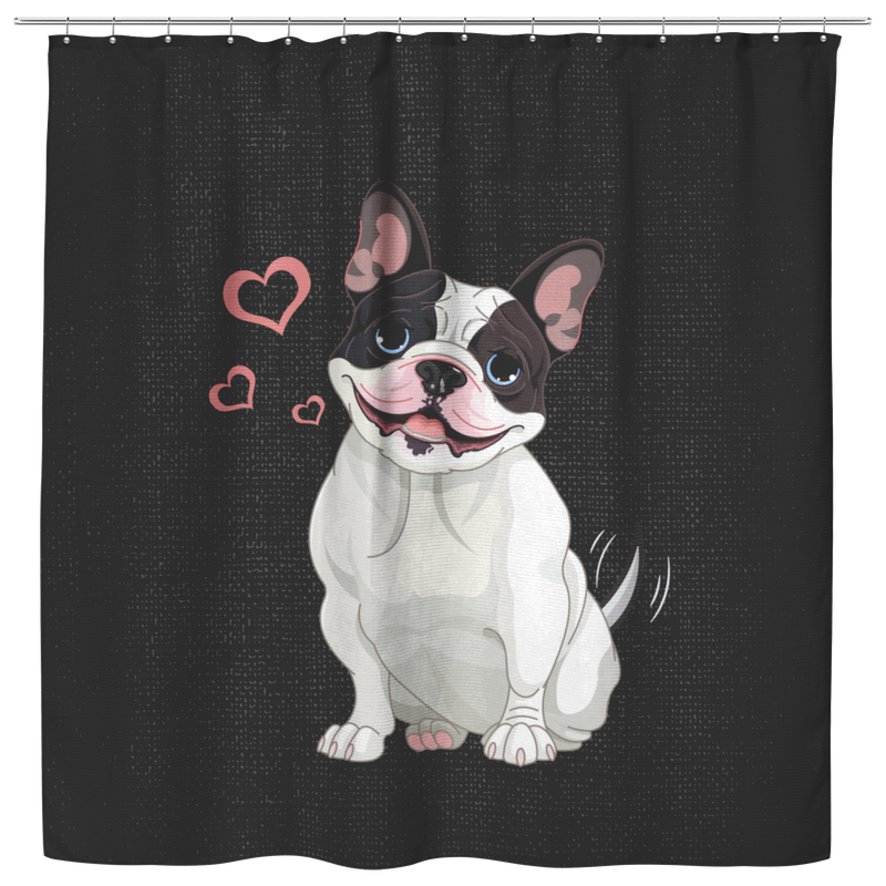 Dog Shower Curtain Adorable Bulldog For Bathroom Decor