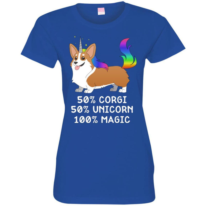 Dog T-Shirt 50% Corgi 50% Unicorn 100% Magic Rainbow Doodle Funny Graphic Dog Gift Tee Shirt CustomCat