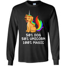 Dog T-Shirt 50% Dog 50% Unicorn 100% Magic Rainbow Doodle Funny Graphic Dog Gift Tee Shirt CustomCat
