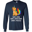 Dog T-Shirt 50% Dog 50% Unicorn 100% Magic Rainbow Doodle Funny Graphic Dog Gift Tee Shirt CustomCat