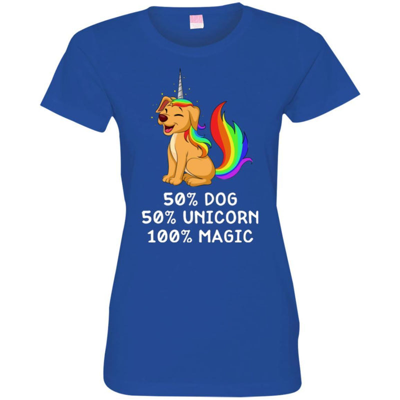 Dog T-Shirt 50% Dog 50% Unicorn 100% Magic Rainbow Doodle Funny Graphic Dog Gift Tee Shirt CustomCat