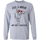 Dog T-Shirt Just A Woman Who Loves Chihuahuas Funny Cute Pet Owner Rescue Gift Shirts CustomCat