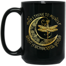 Dragonflies Coffee Mug Dragonfly Moon And I Think To Myself What A Wonderful World 11oz - 15oz Black Mug CustomCat