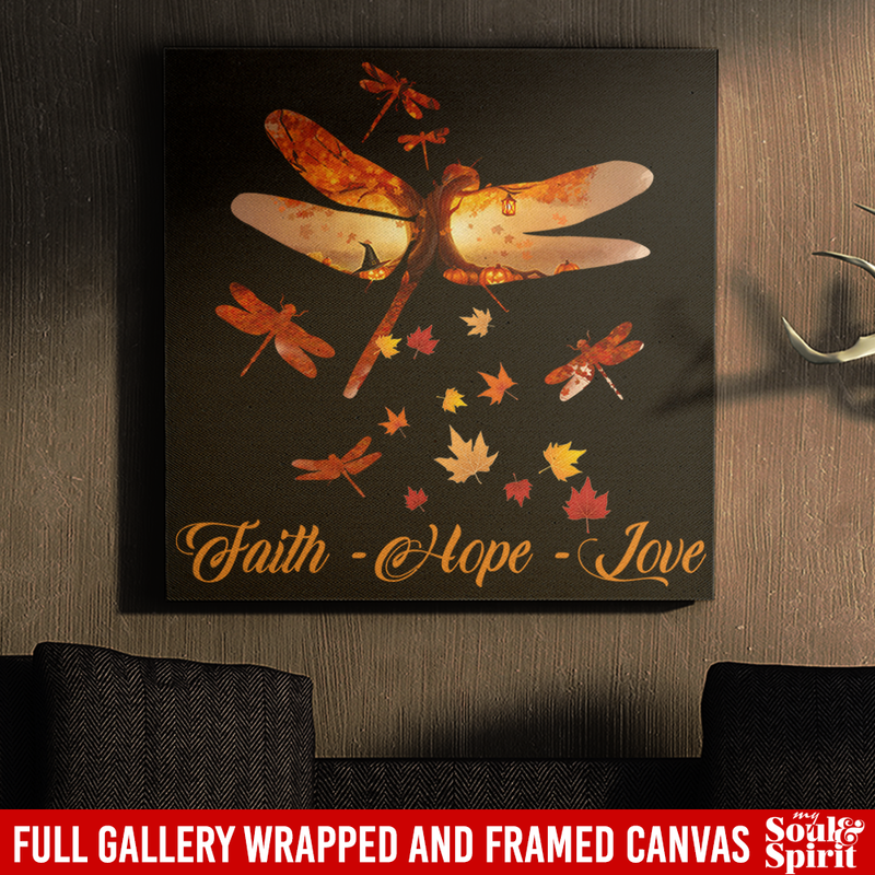 Dragonfly Canvas - Halloween Faith Hope Love Dragonfly Canvas Wall Art Decor Dragonfly - CANSQ75 - CustomCat