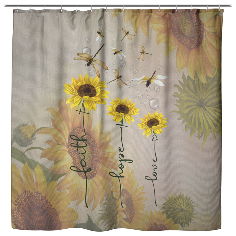 Dragonfly Shower Curtains Faith Hope Love Dragonfly Sunflower For Bathroom Decor