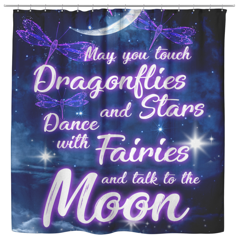 Dragonfly Shower Curtains Sparkly Dragonflies - Stars - Fairies And The Moon Bathroom Decor