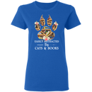 Easily Distracted By Cats And Books T-Shirt CustomCat