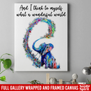 Elephant Canvas - And I Think To Myself What A Wonderful World Elephant Canvas Wall Art Decor Elephants - CANPO75 - CustomCat