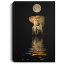 Elephant Canvas - Elephant Mom Daughter Son Under Moon Canvas For Living Room Home Decor Elephants - CANPO75 - CustomCat