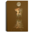 Elephant Canvas - Elephant Mom Daughter Son Under Moon Canvas For Living Room Home Decor Elephants - CANPO75 - CustomCat
