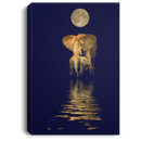 Elephant Canvas - Elephant Mom Daughter Son Under Moon Canvas For Living Room Home Decor Elephants - CANPO75 - CustomCat
