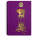 Elephant Canvas - Elephant Mom Daughter Son Under Moon Canvas For Living Room Home Decor Elephants - CANPO75 - CustomCat