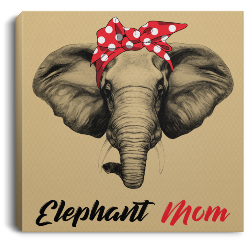 Elephant Canvas - Elephant Mom Hippie Ribbon Canvas Wall Art Decor Elephants - CANSQ75 - CustomCat