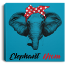 Elephant Canvas - Elephant Mom Hippie Ribbon Canvas Wall Art Decor Elephants - CANSQ75 - CustomCat