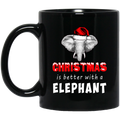 Elephant Coffee Mug Christmas Is Better With A Elephant Merry Christmas Elephant Lovers 11oz - 15oz Black Mug CustomCat