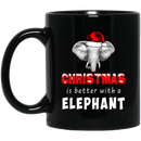 Elephant Coffee Mug Christmas Is Better With A Elephant Merry Christmas Elephant Lovers 11oz - 15oz Black Mug CustomCat