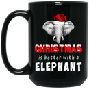Elephant Coffee Mug Christmas Is Better With A Elephant Merry Christmas Elephant Lovers 11oz - 15oz Black Mug CustomCat
