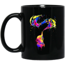 Elephant Coffee Mug Colorful Cute Baby Elephant Drawing Spaying Water Baby Elephant Playing 11oz - 15oz Black Mug CustomCat