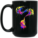 Elephant Coffee Mug Colorful Cute Baby Elephant Drawing Spaying Water Baby Elephant Playing 11oz - 15oz Black Mug CustomCat
