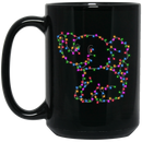 Elephant Coffee Mug Colorful Elephant Baby Elephant Led Light Around Elephant Christmas Gift 11oz - 15oz Black Mug CustomCat