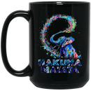 Elephant Coffee Mug Colorful Elephant Drawing Hakuna Matata Expression Colorful Graphic 11oz - 15oz Black Mug CustomCat