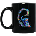 Elephant Coffee Mug Colorful Elephant Drawing Heart Hawaiian Expression Colorful Graphic 11oz - 15oz Black Mug CustomCat