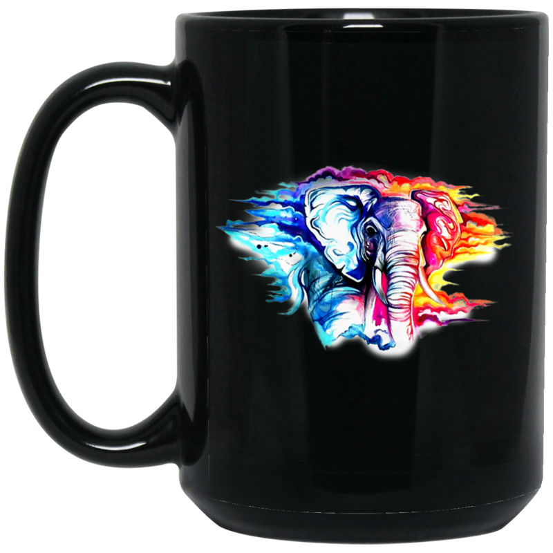 Elephant Coffee Mug Colorful Elephant In Wild Hot And Cold Elephant 11oz - 15oz Black Mug CustomCat