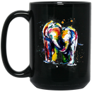 Elephant Coffee Mug Colorful Elephant Walking Baby Elephant Lean On Me Elephant Calf 11oz - 15oz Black Mug CustomCat