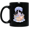 Elephant Coffee Mug Cute Baby Elephant Bathing Enjoy Elephant In Bathtub Spraying Water 11oz - 15oz Black Mug CustomCat