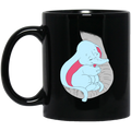 Elephant Coffee Mug Cute Baby Elephant Sleep On Trunk White Elephant Big Ears Elephant 11oz - 15oz Black Mug CustomCat