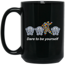 Elephant Coffee Mug Dare To Be Yourself Cute Mediocre And Striking Elephant Autism Awareness 11oz - 15oz Black Mug CustomCat
