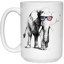 Elephant Coffee Mug Elephant American Flag Glasses 11oz - 15oz White Mug CustomCat