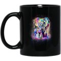 Elephant Coffee Mug Elephant And Baby Walking In WIld Father And Son Elephant Cute 11oz - 15oz Black Mug CustomCat