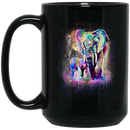 Elephant Coffee Mug Elephant And Baby Walking In WIld Father And Son Elephant Cute 11oz - 15oz Black Mug CustomCat