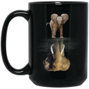Elephant Coffee Mug Elephant Baby Elephant Mature Elephant Water Surface Mammoth Fiction 11oz - 15oz Black Mug CustomCat