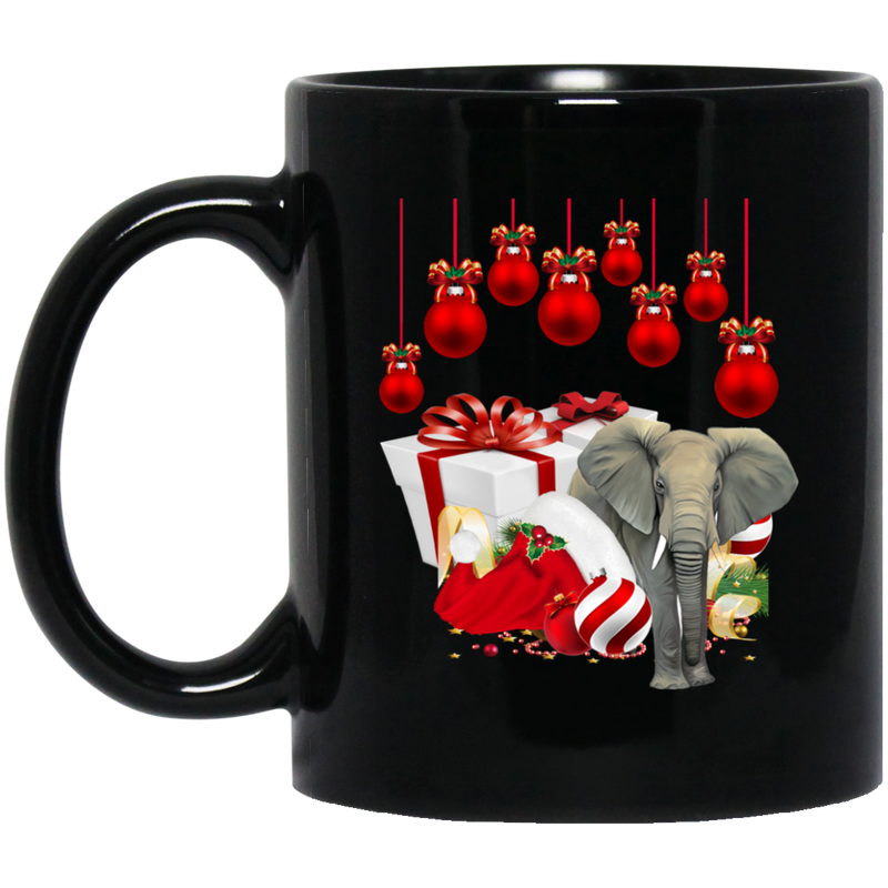 Elephant Coffee Mug Elephant Christmas 11oz - 15oz Black Mug CustomCat