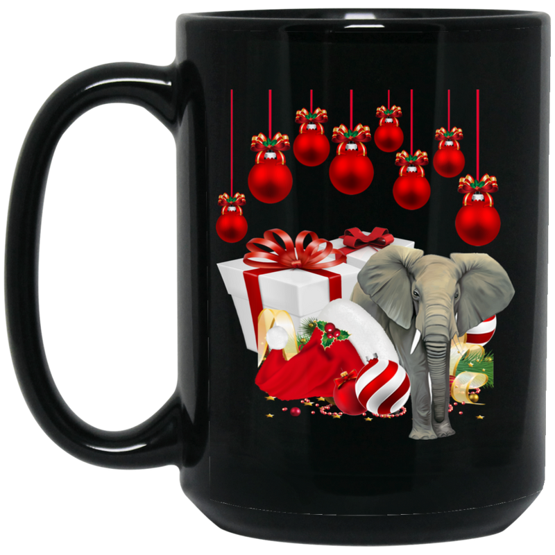 Elephant Coffee Mug Elephant Christmas 11oz - 15oz Black Mug CustomCat