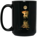 Elephant Coffee Mug Elephant Mom Daughter Son Under Moon 11oz - 15oz Black Mug CustomCat