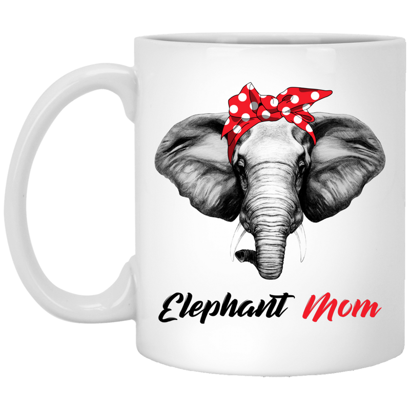 Elephant Coffee Mug Elephant Mom Hippie Ribbon 11oz - 15oz White Mug CustomCat