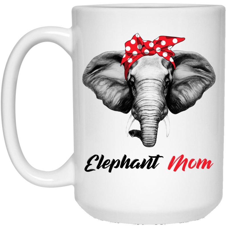 Elephant Coffee Mug Elephant Mom Hippie Ribbon 11oz - 15oz White Mug CustomCat