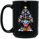 Elephant Coffee Mug Elephant On Christmas Tree Led Light Bell Blue Elephant Gift 11oz - 15oz Black Mug CustomCat