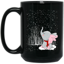 Elephant Coffee Mug Elephant Under Snow Christmas 11oz - 15oz Black Mug CustomCat